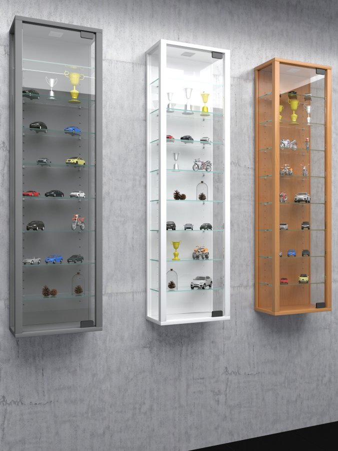 Stano Maxi skab uden LED, m. 1 lge og 8 hylder - glas og gr tr