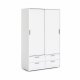 TVILUM Line Kleiderschrank, mit 2 Schiebetüren und 4 Schubladen - weiße Folie