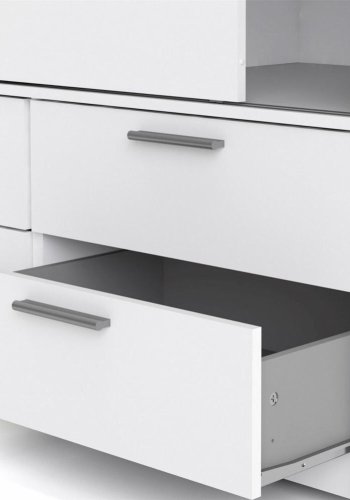 TVILUM Line Kleiderschrank, mit 2 Schiebetüren und 4 Schubladen - weiße Folie