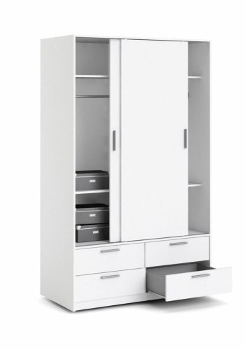 TVILUM Line garderobeskab, m. 2 skydel�ger og 4 skuffer - hvid folie