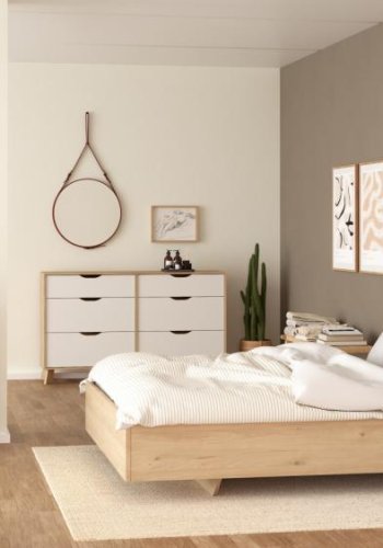 TVILUM Ikast Doppelkommode 6 Schubladen, Jackson Hickory/Wei�, 155,7 x 39,8 x 92,2 cm