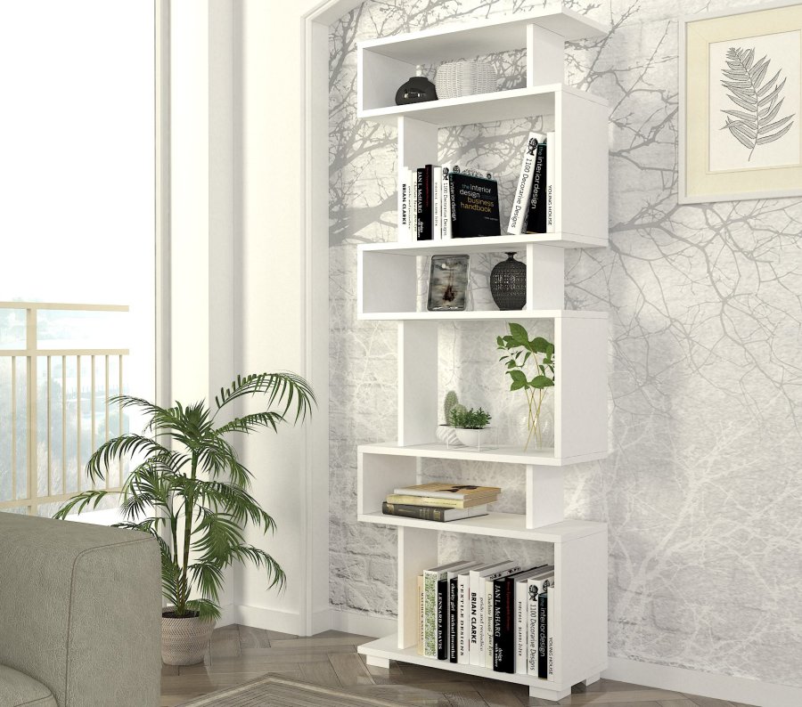 FUNZI LIVING Block Bücherregal, m. 6 Fächern - weißes Melamin