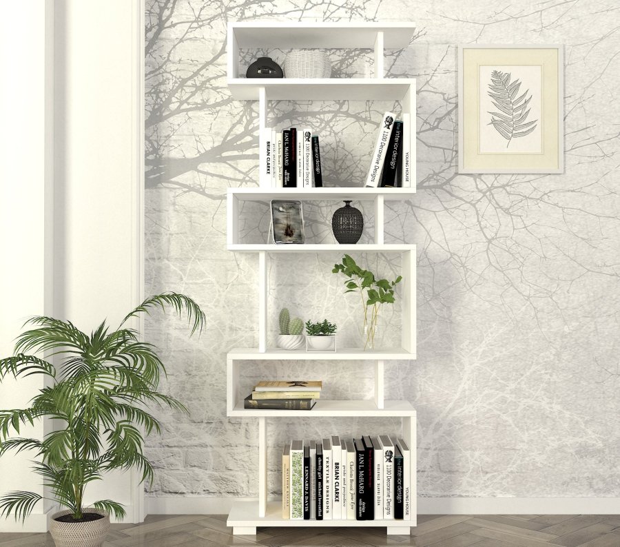 FUNZI LIVING Block Bücherregal, m. 6 Fächern - weißes Melamin