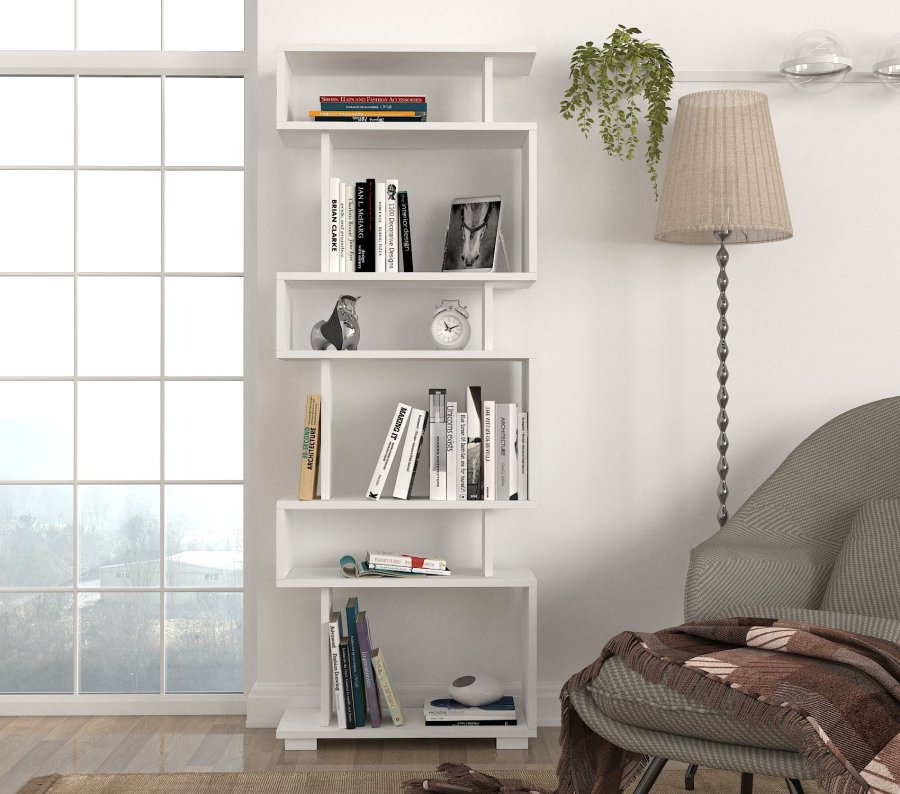 FUNZI LIVING Block Bücherregal, m. 6 Fächern - weißes Melamin