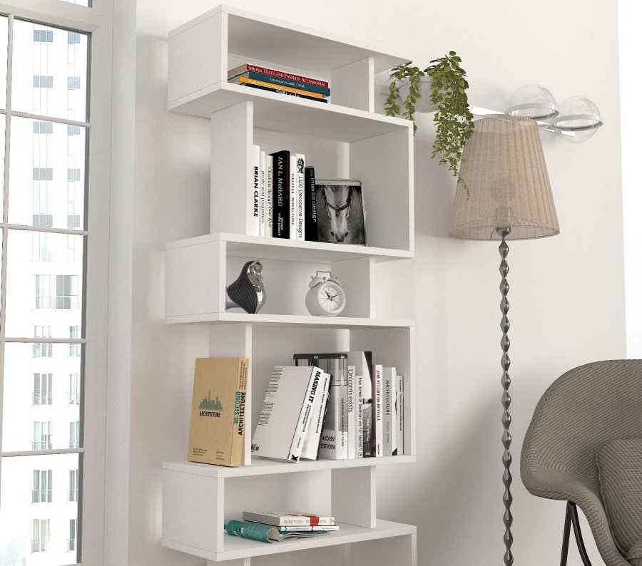 FUNZI LIVING Block Bücherregal, m. 6 Fächern - weißes Melamin