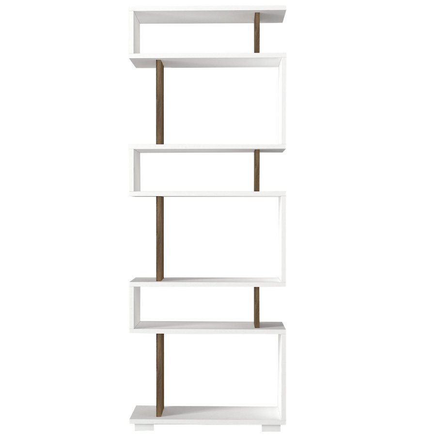 FUNZI LIVING Block bokhylle - hvit og valnttfarget melamin