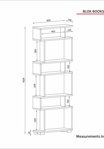 FUNZI LIVING Block bokhylle - hvit og valnttfarget melamin