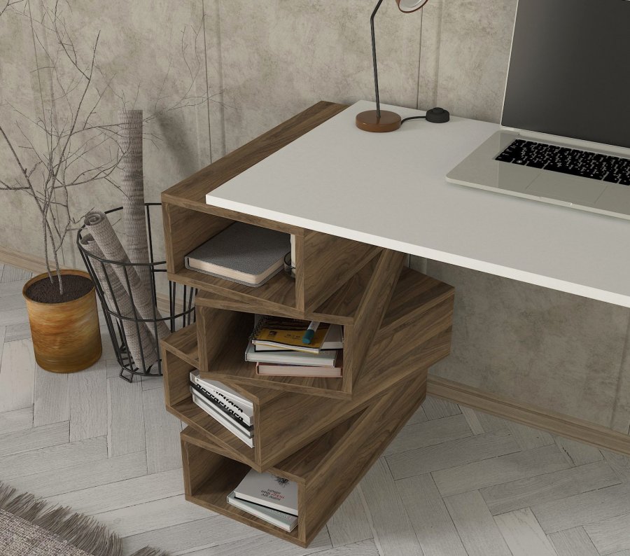 NORDVRK Jenga arbeidsbord, hvit valntt