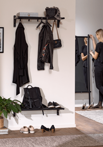 ROWICO rektangulr Milford skohylde - sort eg (80x33)