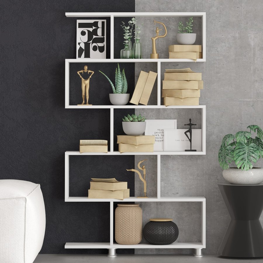 FUNZI LIVING Nilüfer Bücherregal - weißes Melamin