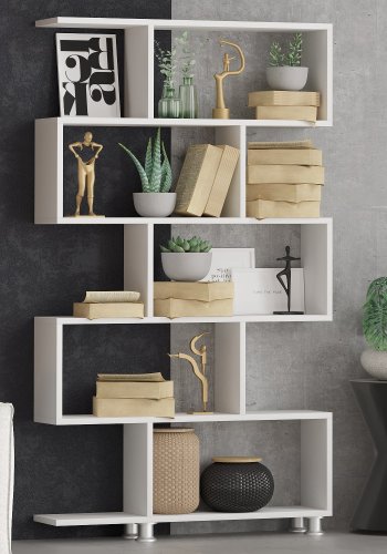 FUNZI LIVING Nilüfer Bücherregal - weißes Melamin