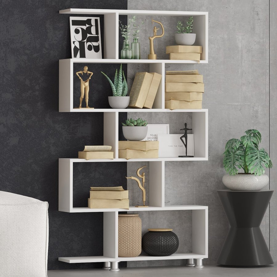 FUNZI LIVING Nilüfer Bücherregal - weißes Melamin