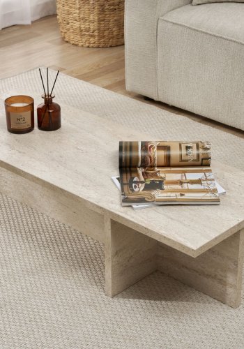 NORDVRK Harbor sofabord, rektangulr - travertin melamin (120x45)