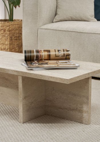 NORDVRK Harbor sofabord, rektangulr - travertin melamin (120x45)