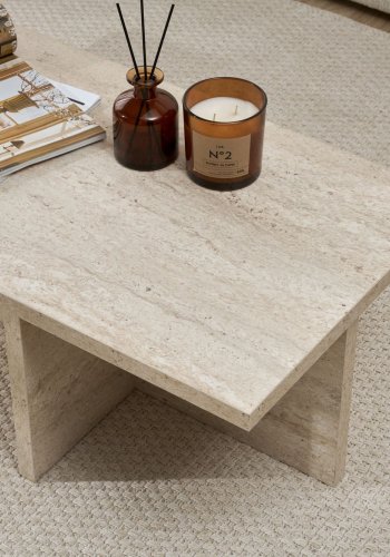 NORDVRK Harbor sofabord, rektangulr - travertin melamin (120x45)