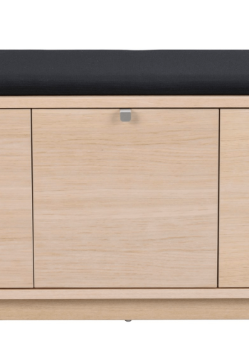 ROWICO Confetti bnk - hvidpigmenteret eg/sort stofhynde, m. 3 skuffer