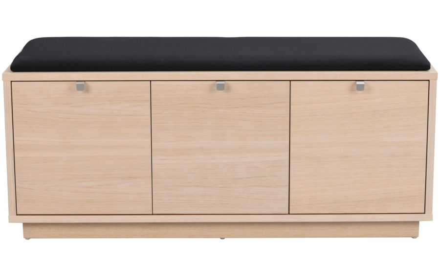 ROWICO Confetti bnk - hvidpigmenteret eg/sort stofhynde, m. 3 skuffer