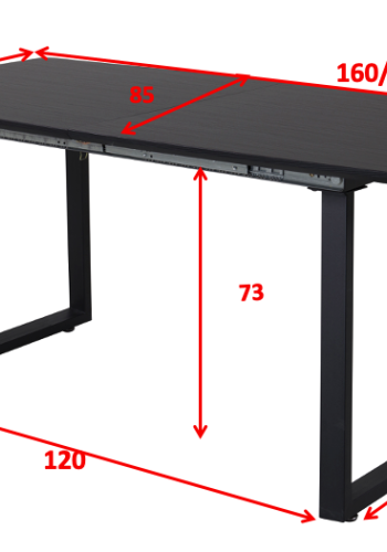 VENTURE DESIGN Inca Matbord, med Utdragsfunktion - Papper MDF och Svart Metall (160 x 85 cm)