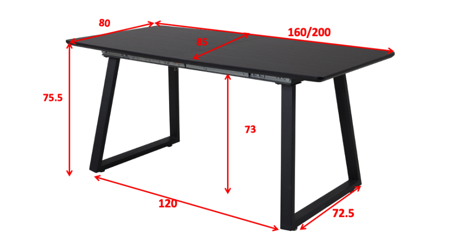 VENTURE DESIGN Inca spisebord, m. butterflybordplade - gr MDF og hvid metal (160x85)