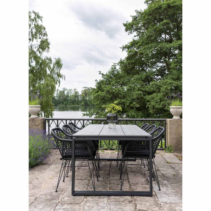 HOUSE NORDIC Denver hagebord - gr nonwood og svart aluminium (220x100)