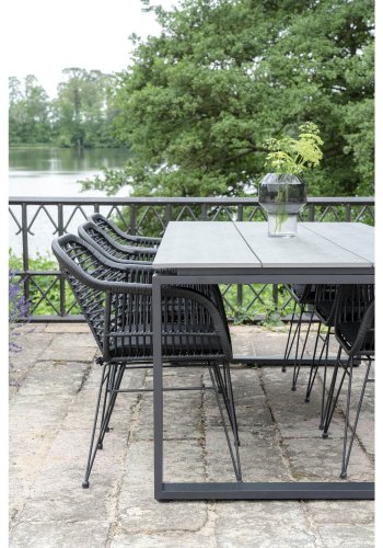 HOUSE NORDIC Denver hagebord - gr nonwood og svart aluminium (220x100)