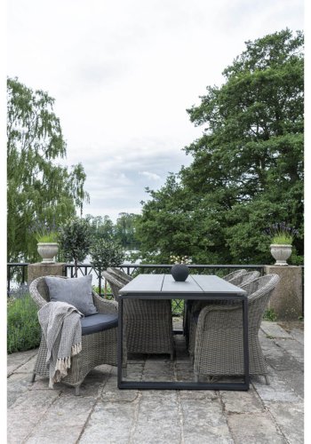 HOUSE NORDIC Denver hagebord - gr nonwood og svart aluminium (220x100)