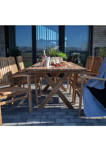 HOUSE NORDIC Murcia spisebord med kryssben - naturlig resirkulert teak, rektangulrt (200x90)