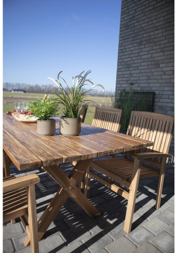 HOUSE NORDIC Murcia spisebord med kryssben - naturlig resirkulert teak, rektangulrt (200x90)