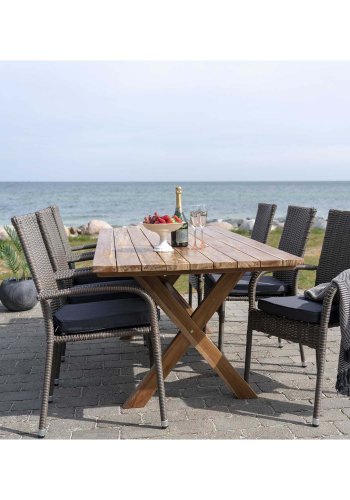 HOUSE NORDIC Murcia spisebord med kryssben - naturlig resirkulert teak, rektangulrt (200x90)