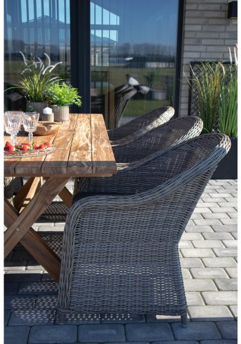 HOUSE NORDIC Murcia spisebord med kryssben - naturlig resirkulert teak, rektangulrt (200x90)