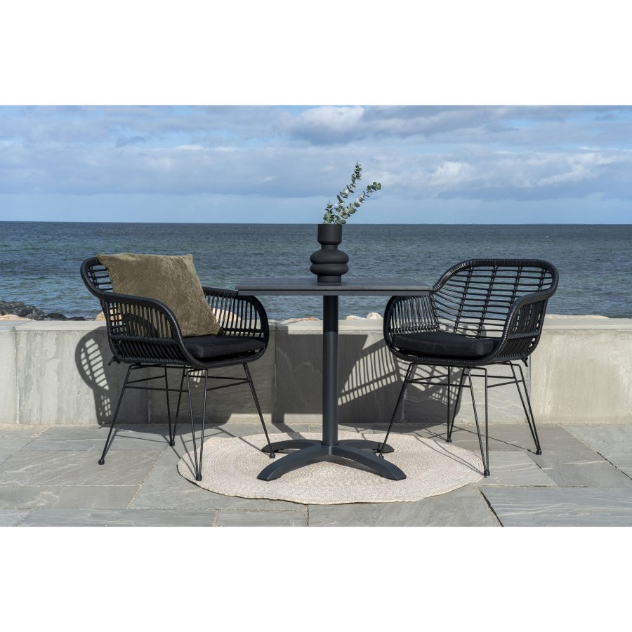 HOUSE NORDIC Chicago kafbord - Kafbord, bordplate i grtt nonwood, svarte ben 70x70x72 cm