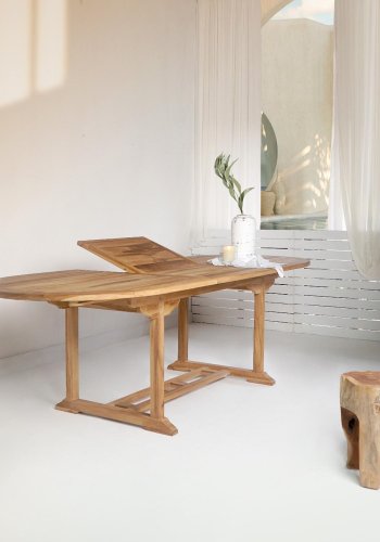 HOUSE NORDIC Salamanca hagebord, med tilleggsplate - naturlig teak (180-240x90)