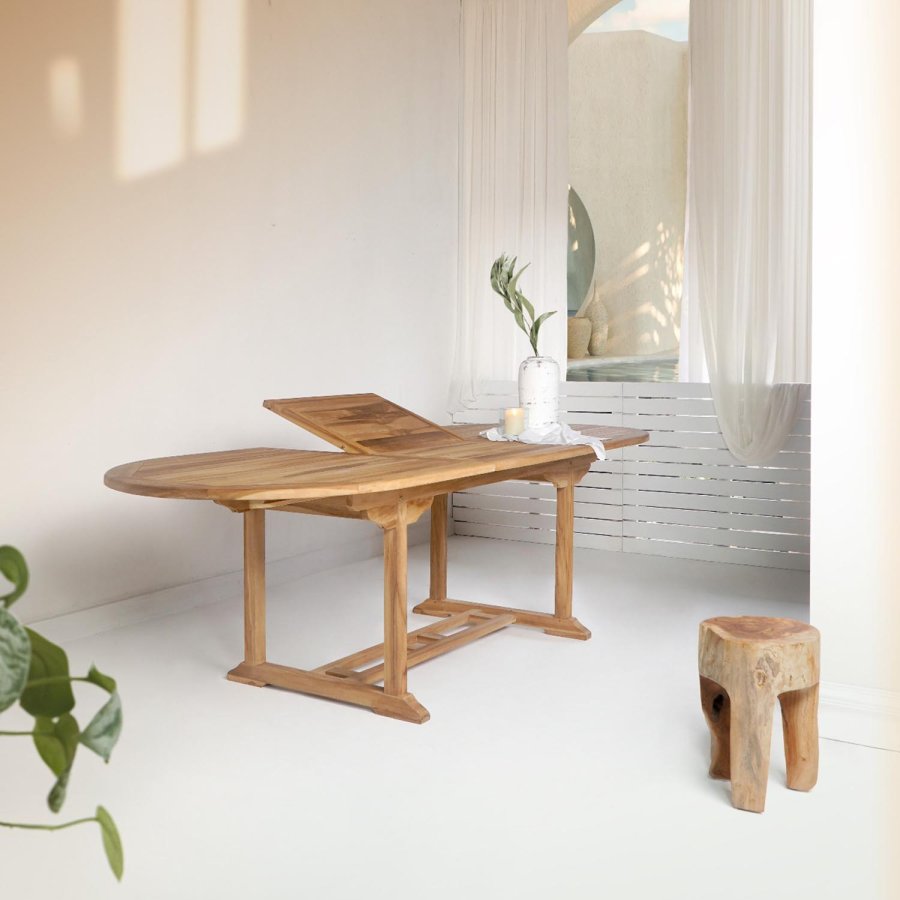 HOUSE NORDIC Salamanca hagebord, med tilleggsplate - naturlig teak (180-240x90)
