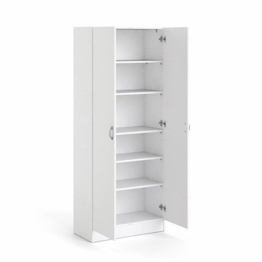 TVILUM garderobeskab, m. 2 lger og 5 hylder - hvid folie