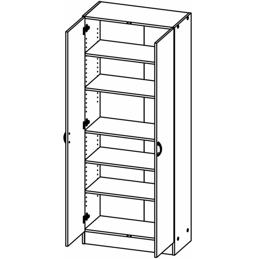 TVILUM garderobeskab, m. 2 lger og 5 hylder - hvid folie