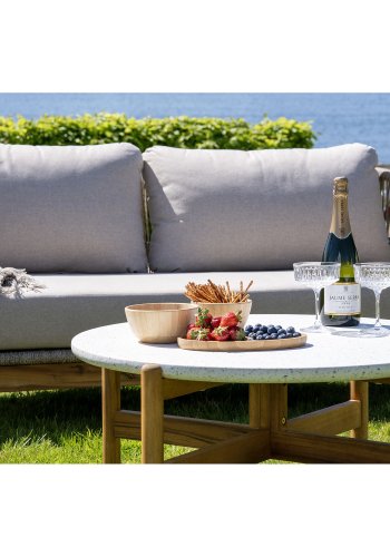 HOUSE NORDIC Terracina salongbord - Salongbord, akasie/terrazzo, naturlig<br>84,5x38,5 cm