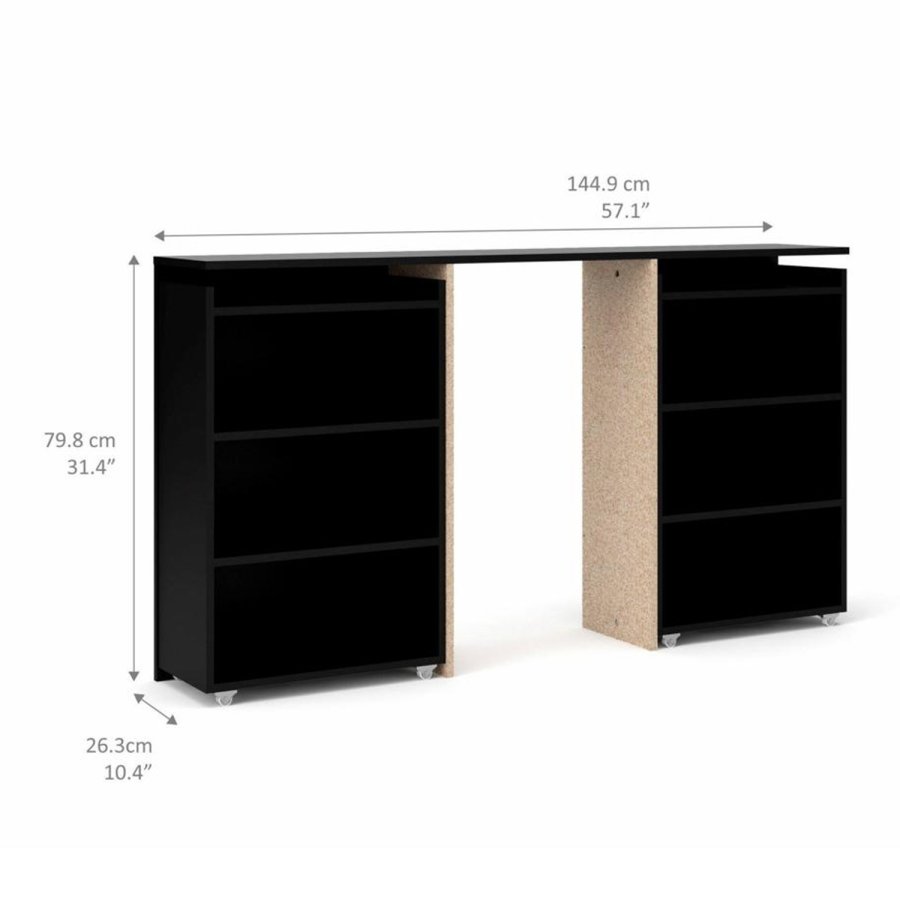 TVILUM Naia Kopfteil, mit 8 Ablagen - schwarze Folie (140cm)