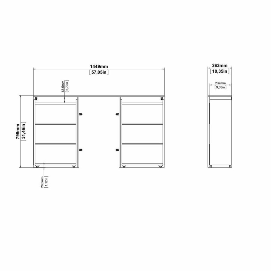 TVILUM Naia Kopfteil, mit 8 Ablagen - schwarze Folie (140cm)