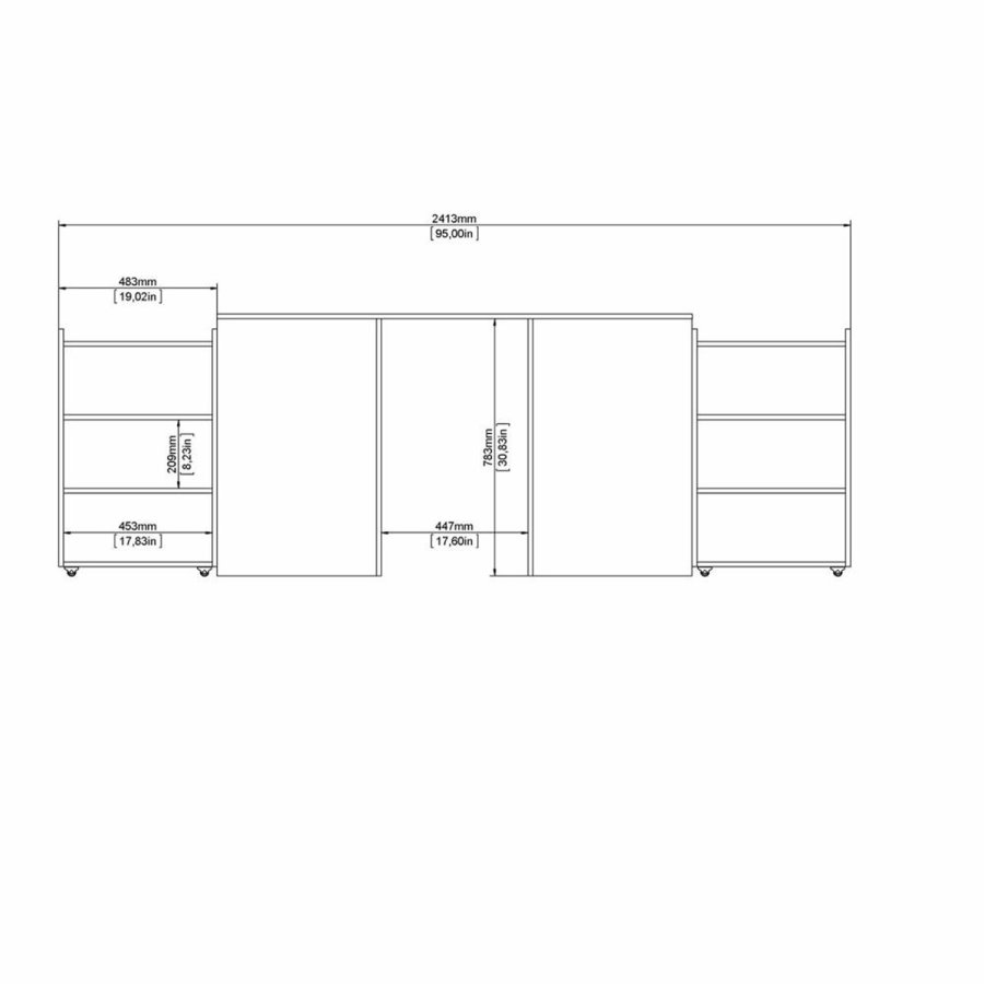 TVILUM Naia Kopfteil, mit 8 Ablagen - schwarze Folie (140cm)