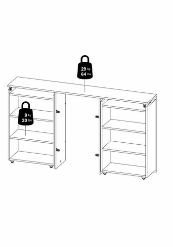 TVILUM Naia Kopfteil, mit 8 Ablagen - schwarze Folie (140cm)
