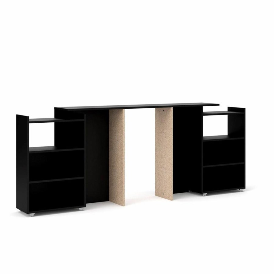 TVILUM Naia Kopfteil, mit 8 Ablagen - schwarze Folie (140cm)