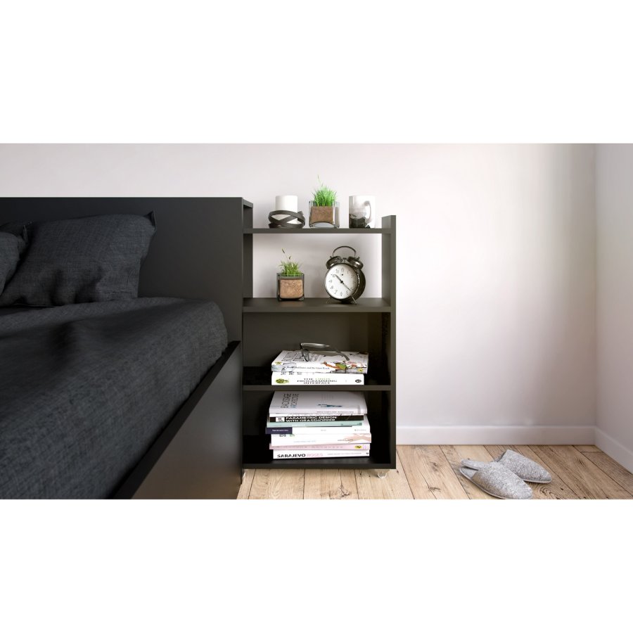 TVILUM Naia Sänggavel, med 8 Hyllplan - Svart Folie (160 cm)