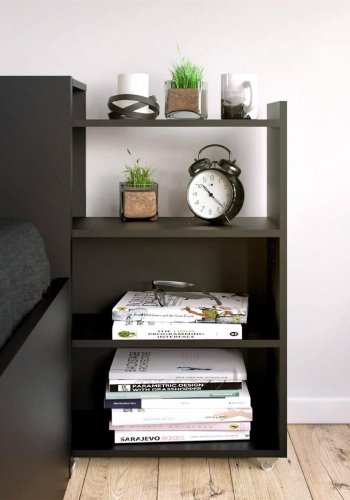 TVILUM Naia Sänggavel, med 8 Hyllplan - Svart Folie (160 cm)