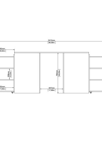 TVILUM Naia Kopfteil, m. 8 Regalen - graue und weiße Folie (140cm)
