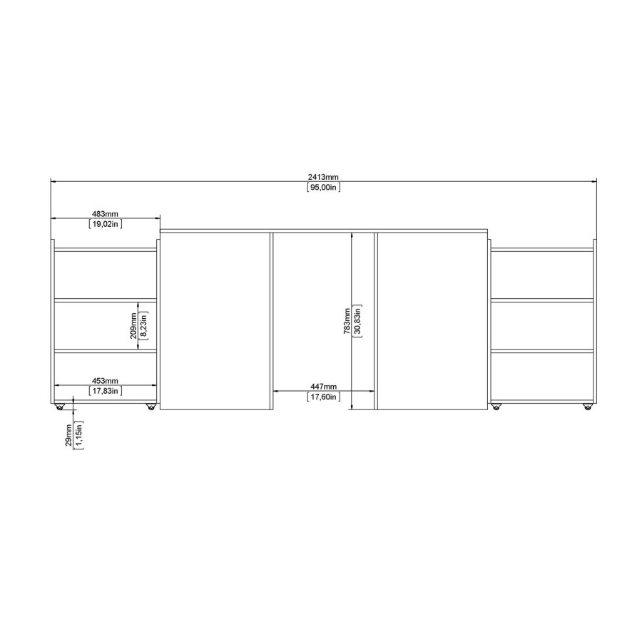 TVILUM Naia Kopfteil, m. 8 Regalen - graue und weiße Folie (140cm)