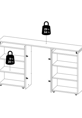 TVILUM Naia Kopfteil, m. 8 Regalen - graue und weiße Folie (140cm)