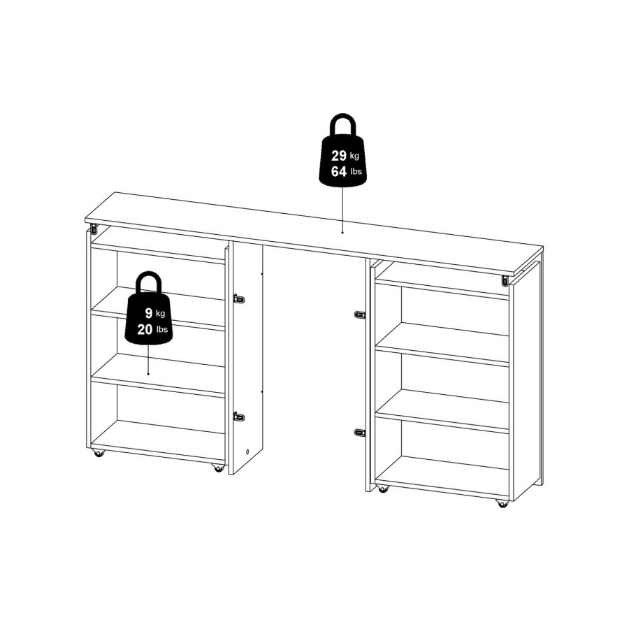 TVILUM Naia Kopfteil, m. 8 Regalen - graue und weiße Folie (140cm)