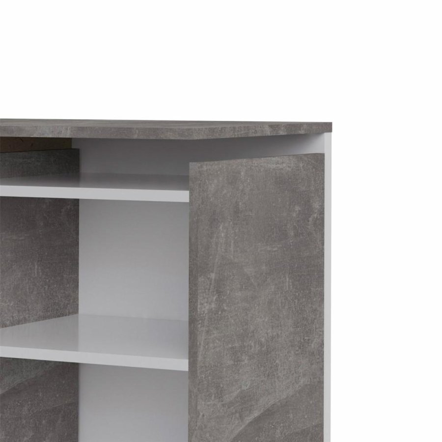 TVILUM Naia Kopfteil, m. 8 Regalen - graue und weiße Folie (140cm)