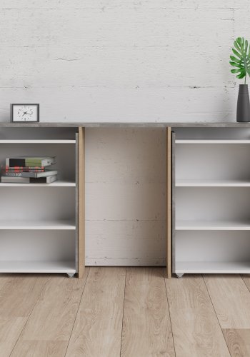 TVILUM Naia hovedgavl, m. 8 hylder - gr� og hvid folie (140cm)