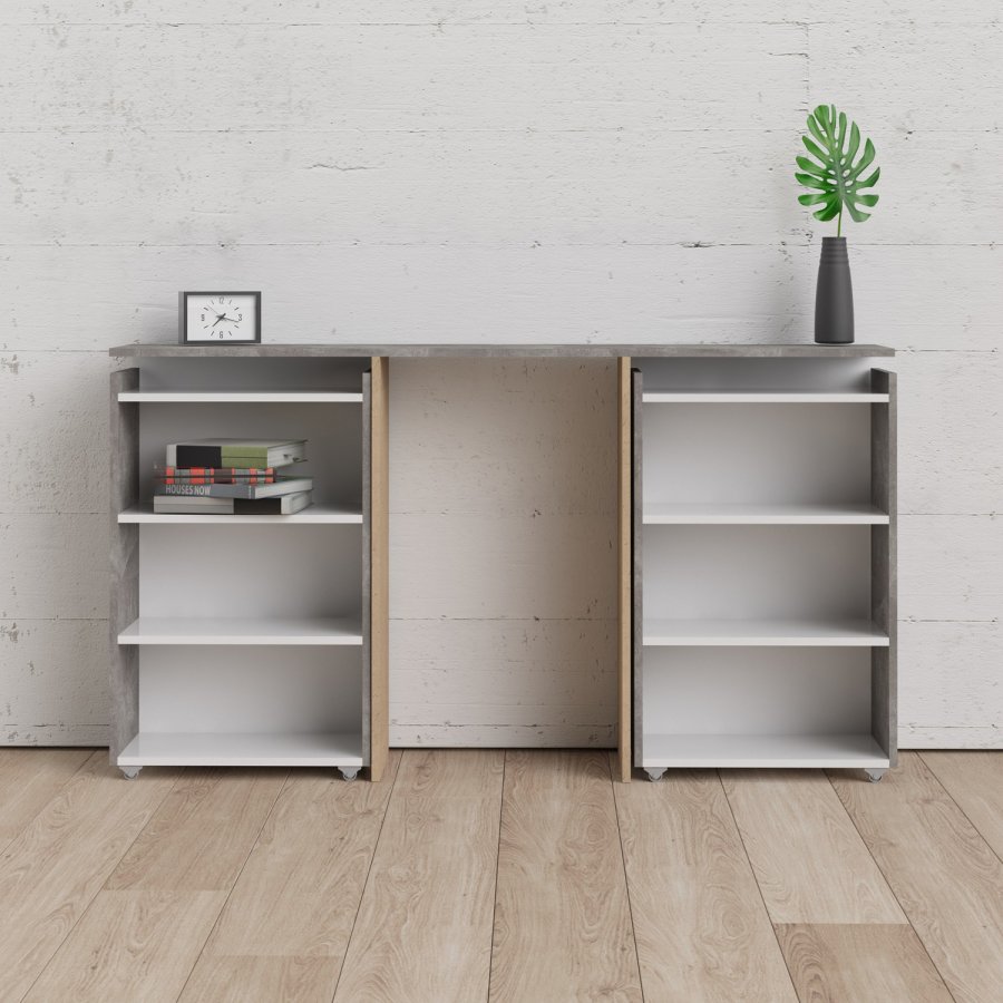 TVILUM Naia Kopfteil, m. 8 Regalen - graue und weiße Folie (140cm)